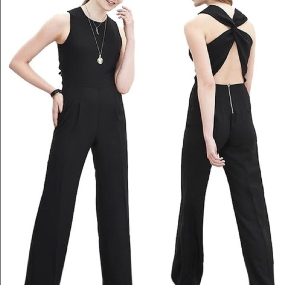Banana Republic Black Sleeveless Open-Back Jumpsuit